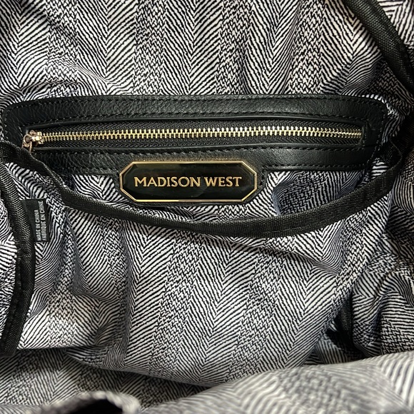 Black Faux Leather Full Size Madison West Back Pack - Picture 6 of 6